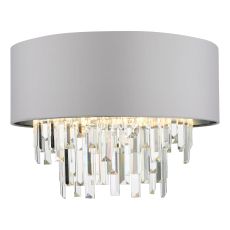 Halle 4 Light G9 Grey Flush Ceiling Light C/W Shade And Crystal Droplets