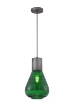 Hark Narrow Pendant, 1 x E27, Pewter/Bottle Green Glass