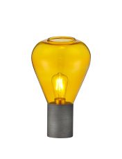 Hark Narrow Table Lamp, 1 x E27, Pewter/Yellow Glass
