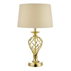 Iffley 1 Light E27 Gold 3 Stage Large Touch Table Lamp C/W Ivory Faux Silk Shade