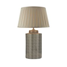 Igor 1 Light E27 Grey Shagreen Table Lamp With Inline Switch C/W Degas Taupe Faux Silk Tapered 40cm Drum Shade