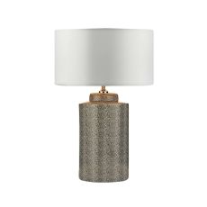 Igor 1 Light E27 Grey Shagreen Table Lamp With Inline Switch C/W Hilda Ivory Faux Silk 40cm Drum Shade