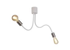 Issa Flexible Ceiling 2 Light E27 Satin White/Satin Nickel