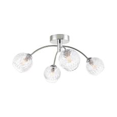 Izzy 4 Light G9 Polished Chrome Semi Flush Ceiling Light C/W Clear Closed Ribbed Glass Shade