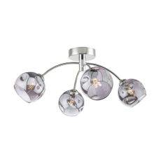 Izzy 4 Light G9 Polished Chrome Semi Flush Ceiling Light C/W Smoked Organic Glass Shades