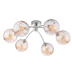 Izzy 6 Light G9 Polished Chrome Semi Flush Ceiling Light C/W Champagne Dimpled Glass Shades