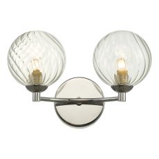 Izzy 2 Light G9 Polished Chrome Wall Light C/W Clear Twisted Style Closed Glass Shade
