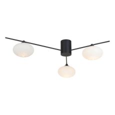 Jasper 3 Light G9 Matt Black Semi Flush Fitting With Opal Glass Shades