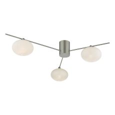 Jasper 3 Light G9 Satin Nickel Semi Flush Fitting With Opal Glass Shades