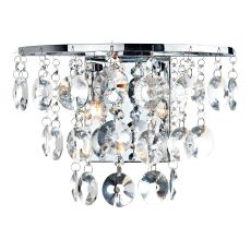 Jester Double Wall Light Crystal/Polished Chrome Finish Switched
