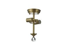 Jodel 16.8cm Semi Flush Ceiling Fitting, 2 x E27, Antique Brass