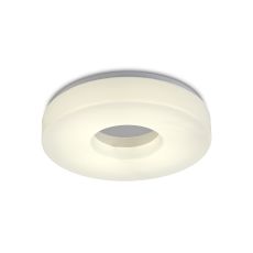 Joop IP44 24W LED Large Flush Ceiling Light, 4000K 2000lm CRI80, Polished Chrome With White Acrylic Diffuser