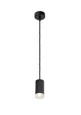 Jovis 1 Light 11cm Pendant Light GU10, Sand Black/Acrylic Ring