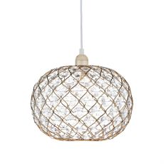 Juanita E27 Non Electrical Gold Finish Frame Shade With Faceted Acrylic Heptagonal Beads (Shade Only)