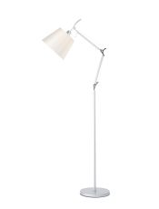 Karis Adjustable Floor Lamp 1 Light E27 Silver/Polished Chrome c/w Ccrain Pearl Shade