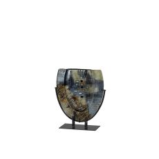 (DH) Kiana Glass Art Vase With Stand Blue/Multi-Colour