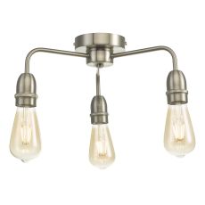 Kiefer 3 Light E27 Satin Chrome Semi Flush Ceiling Fitting