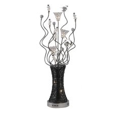 (DH) Kristal Table Lamp 5 Light G4 Polished Chrome/Black/Crystal, NOT LED/CFL Compatible