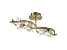 Kromo Linear Semi Flush 2 Light G9, Antique Brass