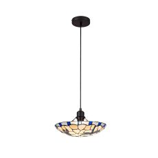 Lana 1 Light Pendant E27 With 35cm Tiffany Shade, Red/Ccrain/Clear Crystal/Black