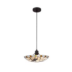 Lana 1 Light Pendant E27 With 35cm Tiffany Shade, Amber/Ccrain/Clear Crystal/Black