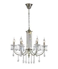 Leana Pendant 6 Light E14 Satin Nickel/Crystal