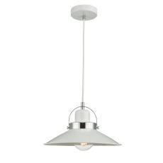 Liden 1 Light E27 White Adjustable Pendant With Polished Chrome Detailing Giving You A Softer Industrial Look