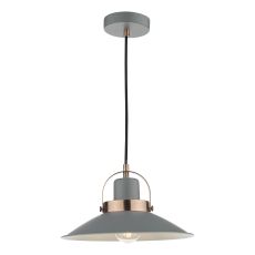 Liden 1 Light E27 Graphite Adjustable Pendant With Copper Detailing Giving You A Softer Industrial Look