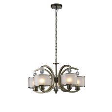 Lincoln Pendant 5 Light E27 Antique Brass/Glass/Crystal