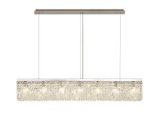 Lit 138x9cm Linear Pendant Chandelier, 7 Light E14, Polished Chrome/Crystal