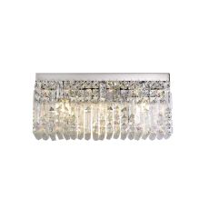 Lit 50x24cm Rectangular Large Wall Lamp, 3 Light E14, Polished Chrome/Crystal
