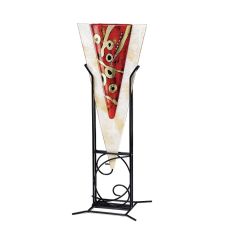 (DH) Livia Glass Art Short Vase With Stand Red/French Gold/Black
