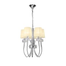 Loewe Slim Pendant 5 Light E14, Polished Chrome With Ccrain Shades