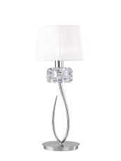 Loewe Table Lamp 1 Light E27 Large, Polished Chrome With White Shade