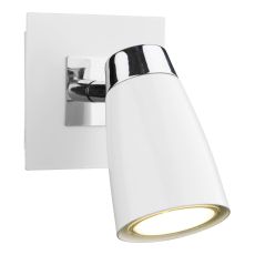 Loft 1 Light GU10 Matt White Adjustable Wall Spotlight Low Energy With Polished Chrome Accents & Built In Rocker Switch