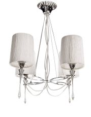 Lucca Pendant 4 Light E27, Polished Chrome With White Shades & Clear Crystal