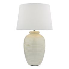 Luelle 1 Light E14 Gloss Glazed Cream Table Lamp C/W White Linen Shade