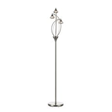 Luther 3 Light G9 Satin Chrome Floor Lamp With Iinline Foot Switch C/W Faceted Crystal Glass Shades