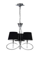 Mara Pendant 3 Light E14, Polished Chrome With Black Shades