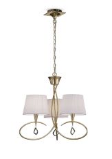 Mara Pendant 3 Light E14, French Gold With Ivory White Shades