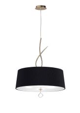 Mara Pendant 4 Light E27 Round, French Gold With Black Shade