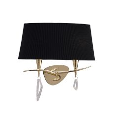 Mara Wall Lamp Switched 2 Light E14, French Gold With Black Shade