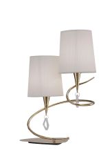 Mara Table Lamp 2 Light E14, French Gold With Ivory White Shades