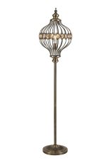 Marisa Floor Lamp 1 Light E27 Antique Brass/Amber Crystal