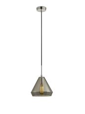 Markus Single Medium Cone Pendant 1 Light E27 Polished Chrome/Smoke Black Glass