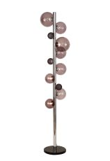 Marlborough Floor Lamp, 8 x G9, Polished Chrome/Smoked Glass With Black Marble Base