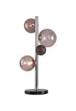 Marlborough Table Lamp, 3 x G9, Polished Chrome/Smoked Glass With Black Marble Base
