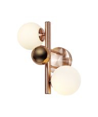 Marlborough Wall Lamp, 2 x G9, Antique Copper/Opal & Copper Glass