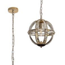 Meteor Small Round Pendant, 1 Light E27, French Gold