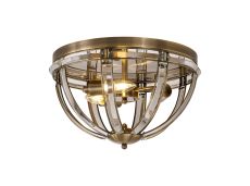 Meteor Round Flush, 3 Light E27, Antique Brass